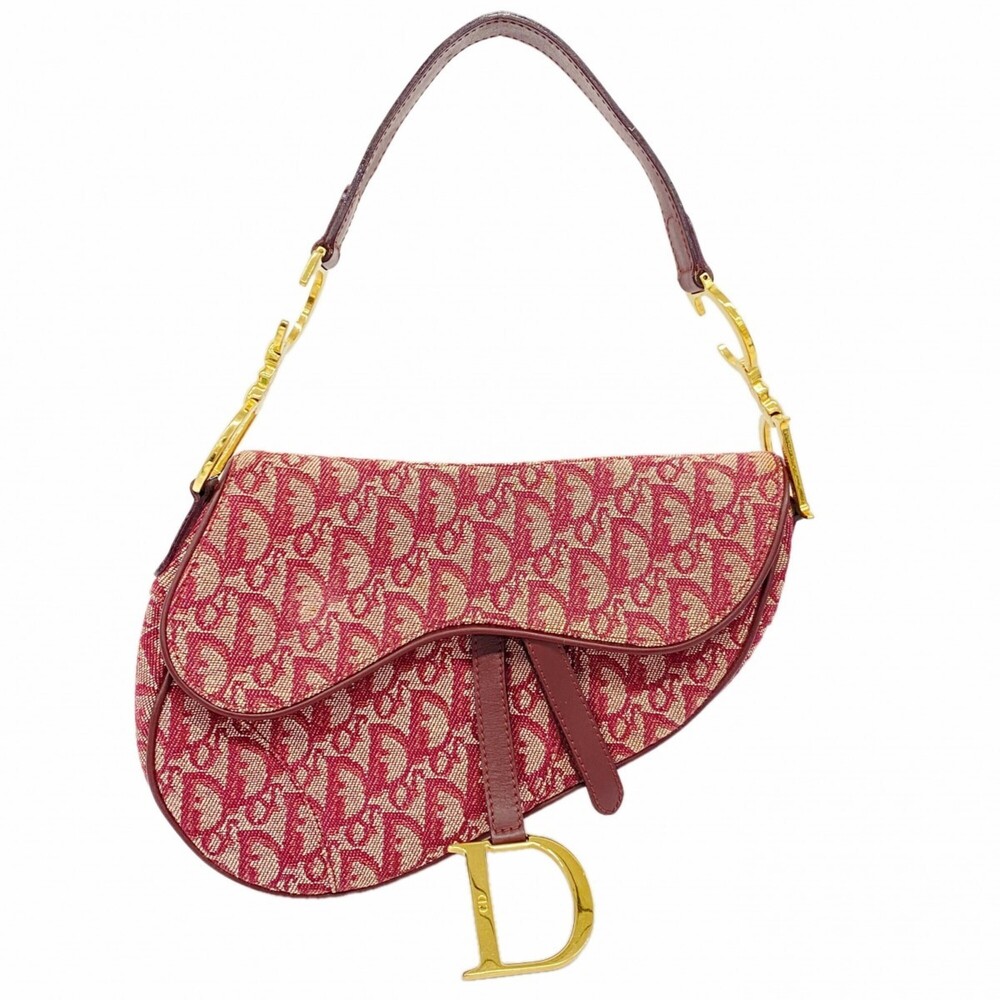 CHRISTIAN DIOR Red Canvas Trotter Shoulder Bag